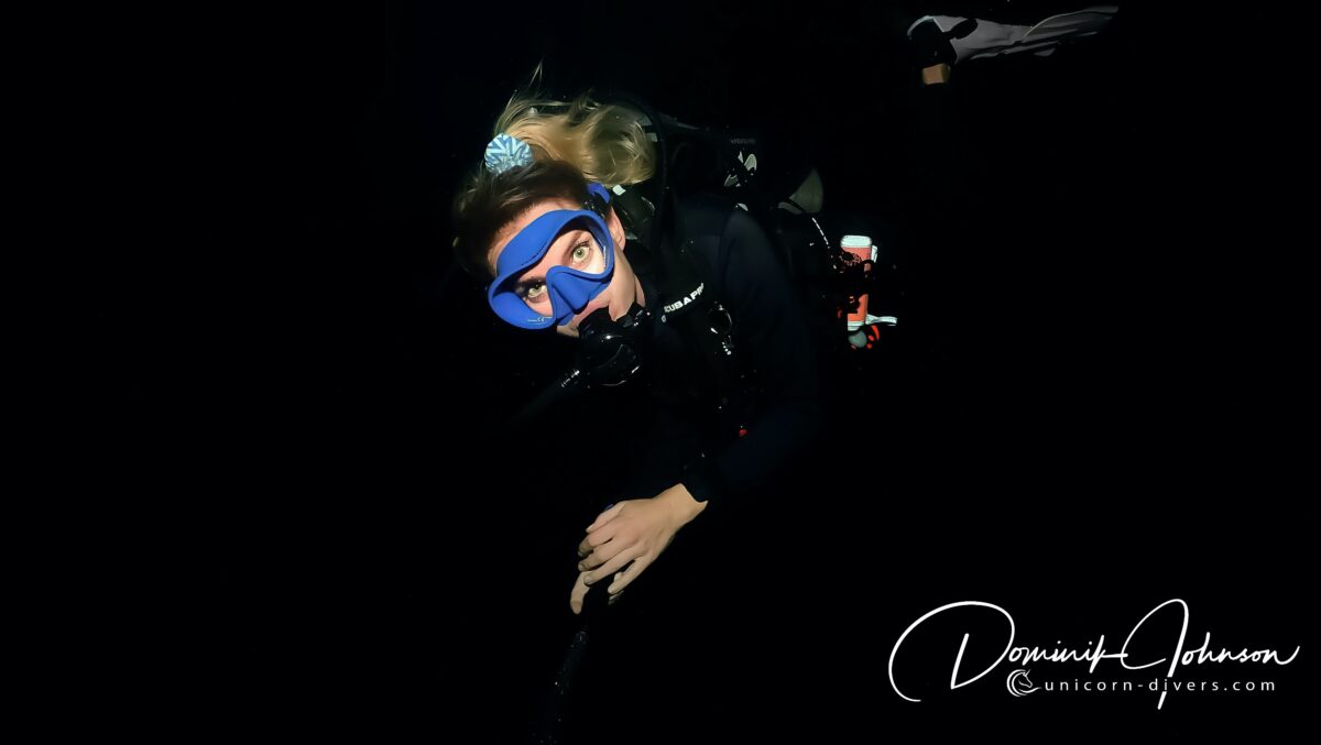 Underwater Photography Dominik Johnson Diver at Night